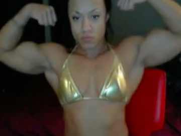 Muscle Black Cam Girl KayGee Pec And Arm Flexing