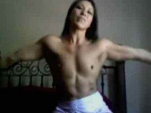 Asian Female Bodybuilder Striptease