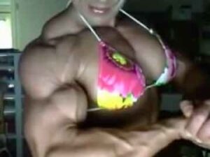 Female Bodybuilder Showing Her Strength